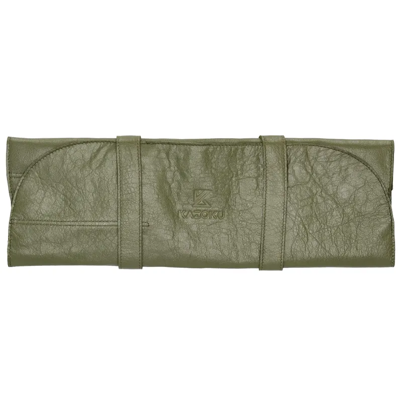 Kazoku Leather Knife Folder Olive 7 compartment