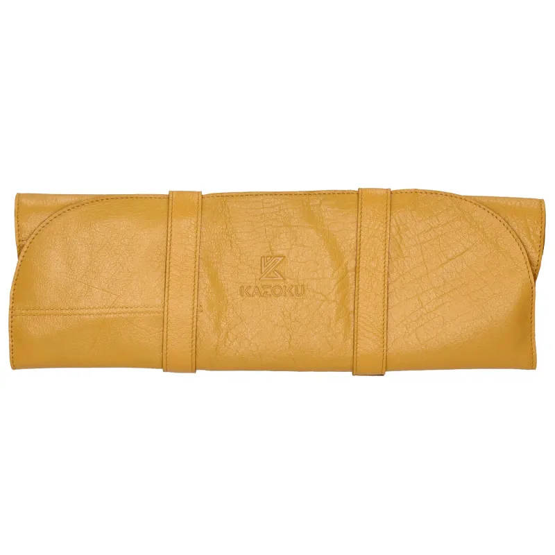 Kazoku Leather Knife Folder Yellow 7 compartment