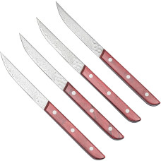 Kazoku AUS10 Damask Steak Knife Red 11 cm (set of 4)