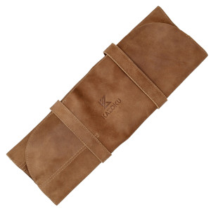 Kazoku Leather Knife Case Brown 7 Compartments