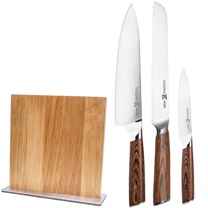 Kazoku Nisei Knife Set 3 Piece + Magnetic Knifeblock