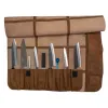 Kazoku Leather Knife Folder, 9 Compartments + Tools Pocket, Brown