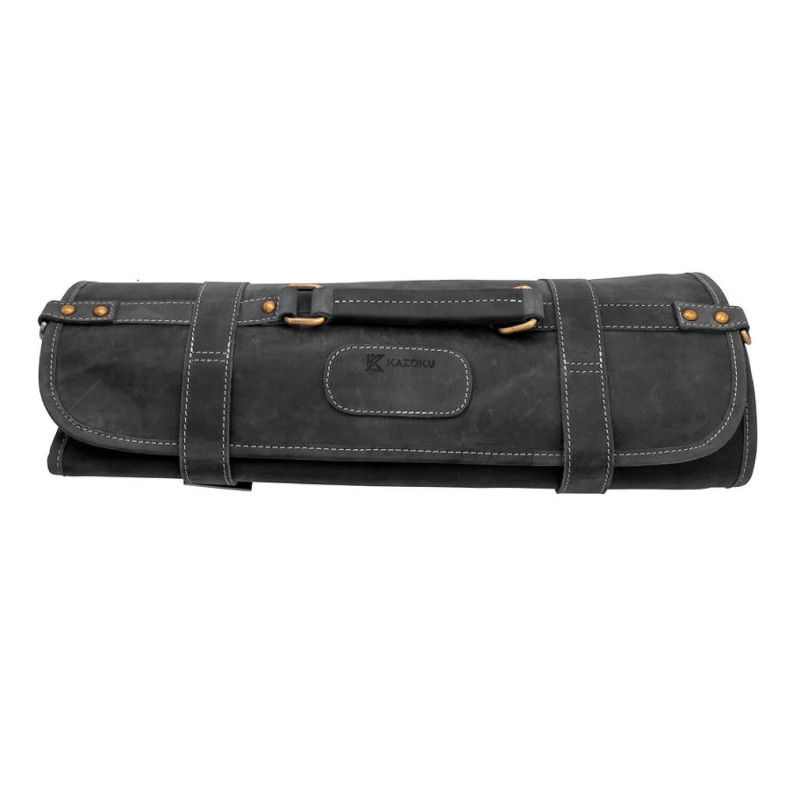 Kazoku Leather Knife Bag 10 Compartments Black