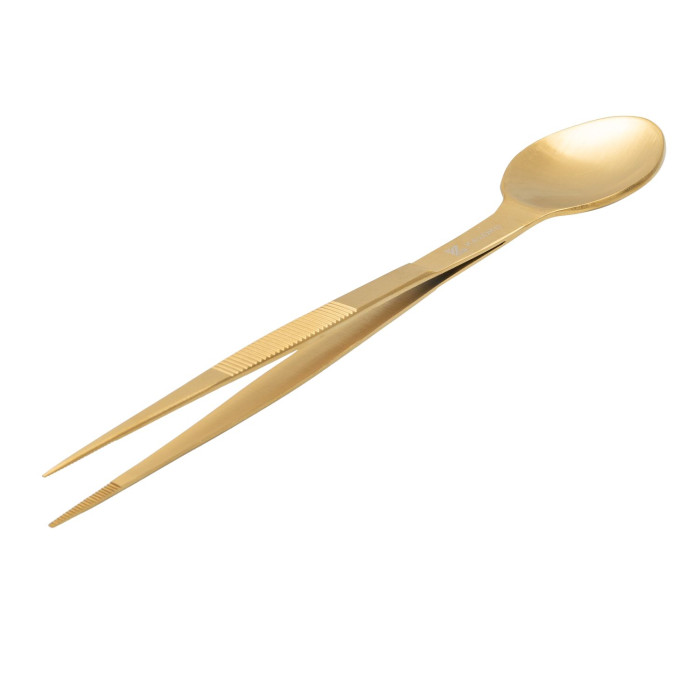 Kazoku Tasting Spoon With Tweezers Gold